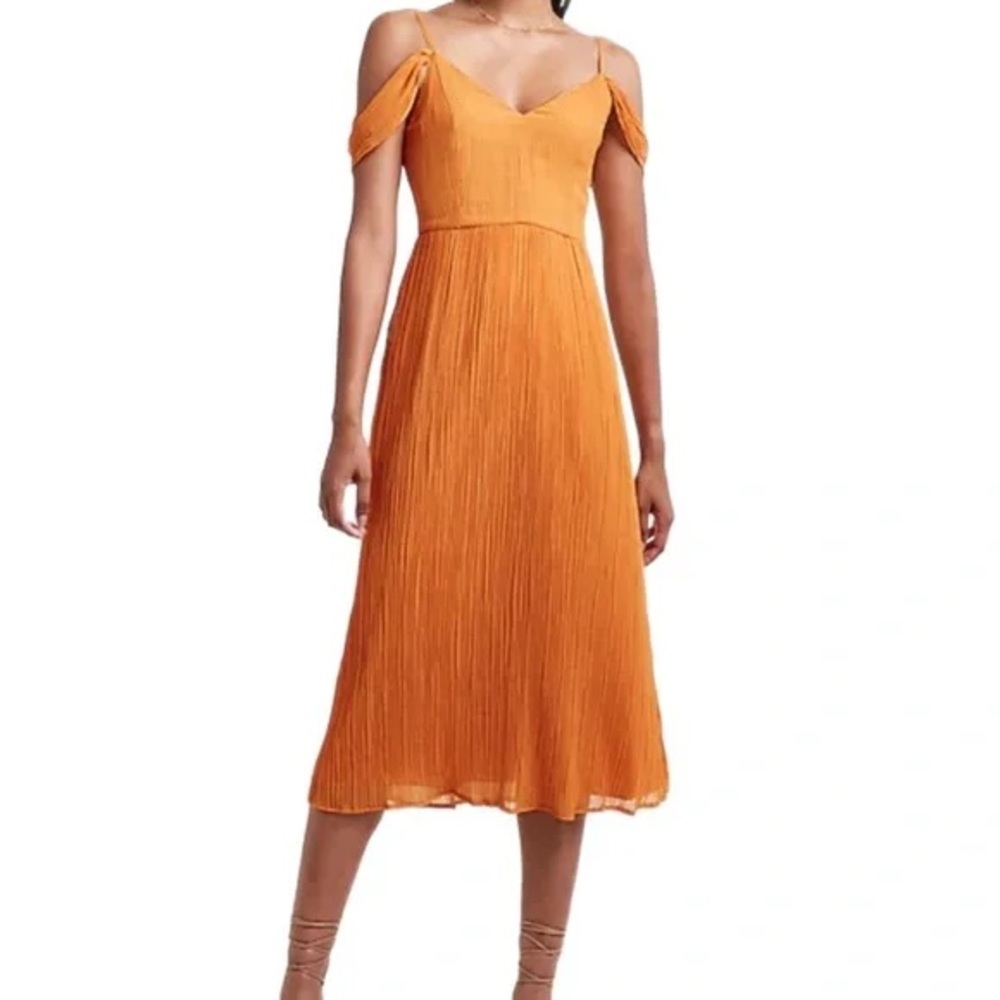 Express Crinkled Off The Shoulder Midi Dress